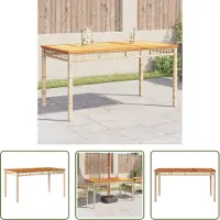 The Living Store Table de jardin beige 140x80x75 cm Poly rotin acacia
