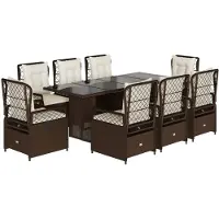 vidaXL Salon de jardin 9 pièces avec coussins Marron Poly rotin