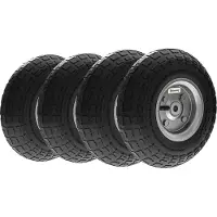 Outsunny Lot de 4 Pneus roues de Remplacement 255 mm en caoutchouc Alésage de 16mm pour chariot de jardin, brouette et diable