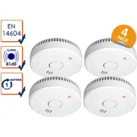 Elro set de 4 détecteurs de fumée optiques DIN 14604 avec pile d'un an