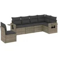 vidaXL Ensemble de salon de jardin 6 pièces avec coussins Gris Poly rotin