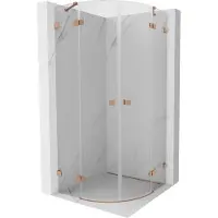 Mexen Lunar cabine de douche demi-circulaire pivotante 100 x 100 cm, transparent, cuivre brossé - 833-100L-100P-65-00