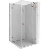 Mexen Lunar cabine de douche pivotante droite 80 x 80 cm, transparent, cuivre brossé - 834-080-080-65-00-P