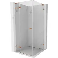 Mexen Lunar L Cabine de douche Porte battante gauche 80 x 80 cm, transparente, cuivre brossé - 834L-080-080-65-00-L