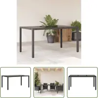 The Living Store Table de jardin avec plateau en verre noir 150x90x75 cm Poly rotin