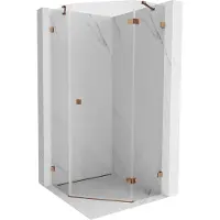 Mexen Lunar cabine de douche pentagonale pivotante droite 100 x 100 cm, transparent, or rose - 831-100P-100L-60-00-P
