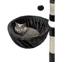 Lionto Nid pour arbre à chat, surface de repos avec cadre métallique robuste & revêtement en tissu, 40 cm de diamètre, 25 cm de profondeur, noir