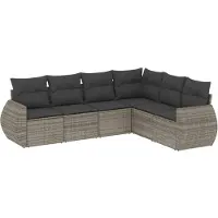 vidaXL Ensemble de salon de jardin 6 pièces avec coussins Gris Poly rotin