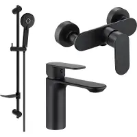 Mexen Milo DF40 SET mitigeur de lavabo + mitigeur de douche avec accessoires, noir (71304DF40-70)