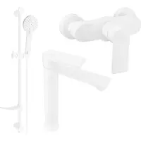 Mexen Royo DF40 Ensemble de mitigeurs de lavabo et de douche avec accessoires, blanc (72214DF40-20)