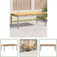 The Living Store Table de jardin Gris 180x90x75 cm Poly rotin Acacia
