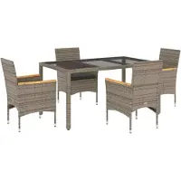 vidaXL Ensemble de jardin 5 pièces avec coussins Gris Poly rotin et verre