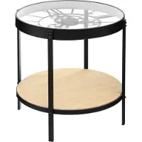Atmosphera Table basse MECA avec horloge et étagère, Ø 49 cm, métal