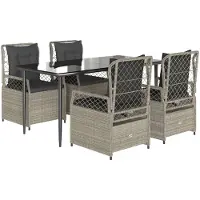 vidaXL Salon de jardin 5 pièces avec coussins gris clair Poly rotin