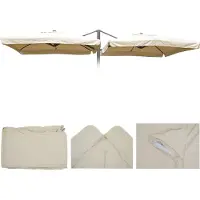 Mendler Revêtement De Parasol T44 8 Baleines 3x3m Polyester Pour Double Parasol T44 Crème Avec Flap