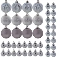 Kadax Boules de Noël en plastique, set de 44 boules, graphite