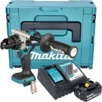 Makita DHP 492 RG1J Perceuse-visseuse à percussion sans fil 18 V 141 Nm Brushless + 1x batterie 6,0 Ah + chargeur + Makpac