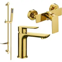 Mexen Alfa DF02 Ensemble de mitigeurs de lavabo et de douche avec accessoires, or (745704DF02-50)
