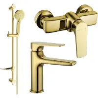 Mexen Lynx DF40 Ensemble de mitigeurs de lavabo et de douche avec accessoires, or (745904DF40-50)