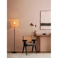 Lyora Lampadaire Lito noir et rotin