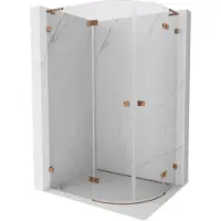 Mexen Lunar L cabine de douche semi-circulaire pivotante gauche 100 x 90 cm, transparent, or rose - 833L-100L-090P-60-00