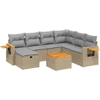 vidaXL Ensemble de jardin canapé 8 pièces avec coussins Beige Poly Rattan