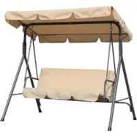 Angel Living Balançoire de jardin Hollywood 3 places avec pare-soleil - beige - env. 170 x 110 x 152 cm
