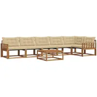 vidaXL Ensemble de canapés d'extérieur avec coussins 7 pièces Nature et Beige