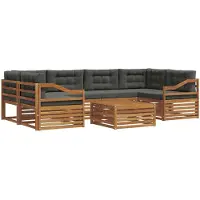 vidaXL Ensemble de canapés d'extérieur avec coussins 7 pièces Nature et Anthracite