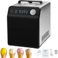 Vevor Machine à glace à compresseur 2 L, 180 W Yaourtière glacée Machine à glace 3 modes Yaourtière domestique, Machine à glace portable Sorbet Gelato Silencieux Noir Électrique