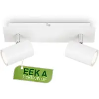 B.K.Licht Isil A Lampe de plafond à LED, CEE A source lumineuse*, Orientable, ampoule changeable, blanc, 29 x 8 x 12,3 cm