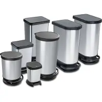 Rotho Poubelle à pédale noir/argent métallique, capacité : 40 litres