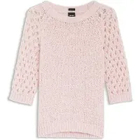 BOSS Pull en coton mélangé avec manches en maille ajourée