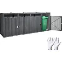 Vevor Abri de stockage pour poubelles, 4 x 52,79 gallons Abri de stockage pour poubelles pour l'extérieur, étanche, verrouillable, pour jardins, cours et terrasses