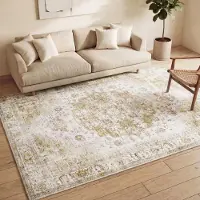 FRAAI Tapis vintage - Lago Vert/Crème | 300x400 cm | Rectangulaire | Tissage plat