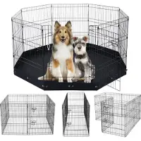 Vevor Parc pour chiens , 8 panneaux de 76 cm H x 61 cm L, parc pour chiots pliable en métal, parc pour chiots avec porte, tapis de sol en tissu Oxford 600D