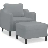 vidaXL Fauteuil avec pouf gris clair 60 cm Tissu