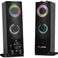 BLOW haut-parleur Bluetooth 2.0 2 en 1 Haut-parleur PC avec fonction barre de son Rétroéclairage LED RGB Haut-parleur stéréo 2x3W RMS 2x2" AUX Alimentation USB 3,5 mm