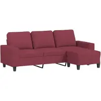 vidaXL Canapé 3 places avec pouf vin rouge 180 cm Tissu