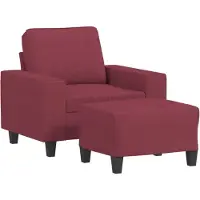 vidaXL Fauteuil avec pouf vin rouge 60 cm Tissu