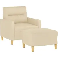 vidaXL Fauteuil avec pouf Crème 60 cm Tissu