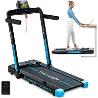 Thunder RACE-BLACK Tapis de Course 14 km/h Pliable Walking Pad 2 CV jusqu'à 130 kg LED Bluetooth Application Fitness Maison