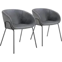 Happy Garden Lot de 2 chaises en simili gris foncé ANDRÉ