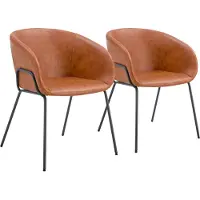Happy Garden Lot de 2 chaises en simili cognac ANDRÉ