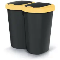 Prosperplast Poubelle Compacta B Duo jaune/noir capacité 40 l un compartiment deux couvercles montage mural NDBS40-1215C_S411