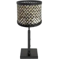 Steinhauer Lampe de table Stang noir avec abat-jour en bambou