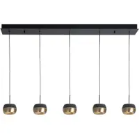 Highlight Suspension 5 lumières Nova noir droit avec de l’or