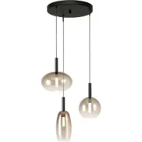 Masterlight Lampe pendante 3L Vide Lido avec du verre doré qui s’estompe.