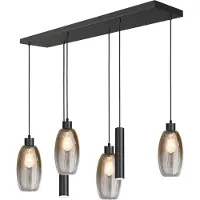 Masterlight Lampe suspendue en verre Olive 4x Ø 15cm - 2x Course - noir