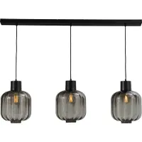 Masterlight Lampe de salle à manger Lett lll 28 3 lumières noir avec verre fumé